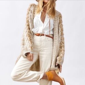 Anthropologie Braided Fringe Cardigan